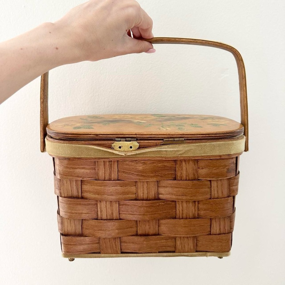 Vintage 1950s Handmade Basket Handbag Purse - Picture 5 of 5